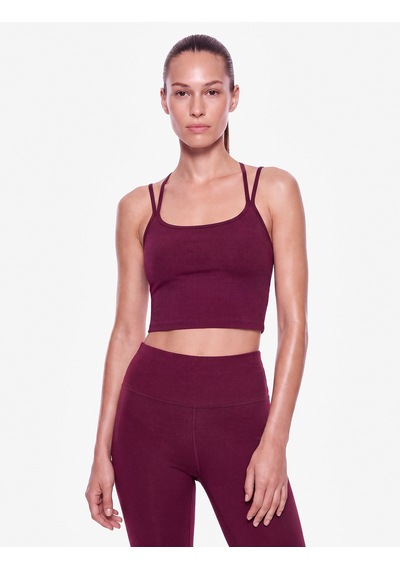 Koton Çapraz Askılı Crop Spor Atlet Slim Fit Sırt Detaylı Mürdüm 7wak30112nk 64x