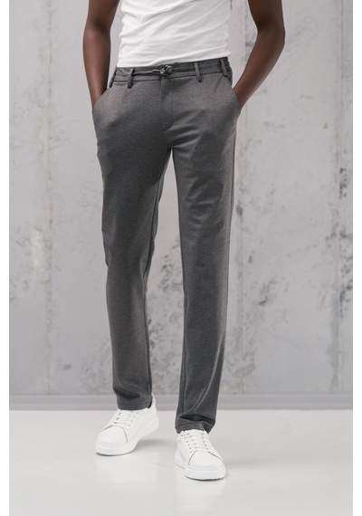 Beli Lastikli Ve İplikli Rayon Kumaş Regular Fit Likralı Jogger Pantolon gri