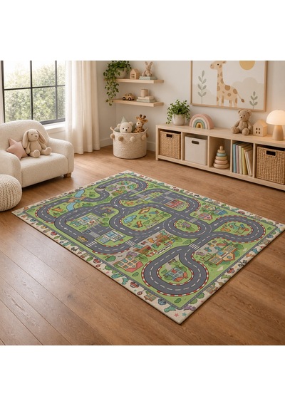 Kartela Halı Dino Kasaba Kaymaz Taban Çocuk Oyun Halısı - 160 x 240 CM