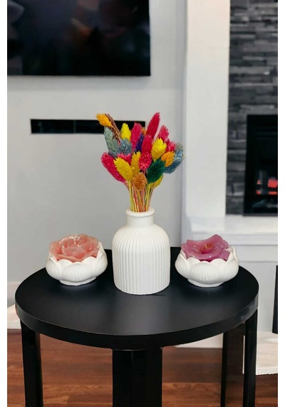 Bernami Mumluk Şamdanpinterest Pampas Çizgili Vazo Ve Ikili Lotus Çiçeği Mumluk Set 3 Parça Mumlar Ve Çiçekler Dahil Değildir Diğer