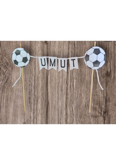 Futbol Konseptli Doğum Günü İsimli Pasta Süsü Fleması