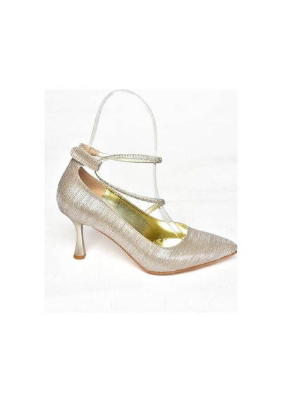 Fox Shoes S246069714 Altın Simli İnce Topuklu Kadın Ayakkabı Altın