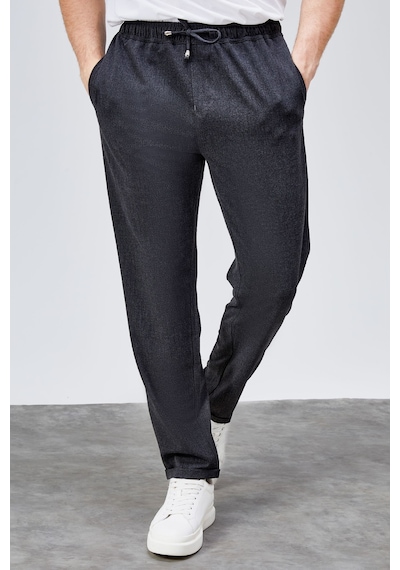 HLT Jeans Erkek Antrasit Relaxed Fit Yandan Cepli Beli Lastikli Bağcıklı Duble Paça Jogger Pantolon Bolt-1995 Antrasit