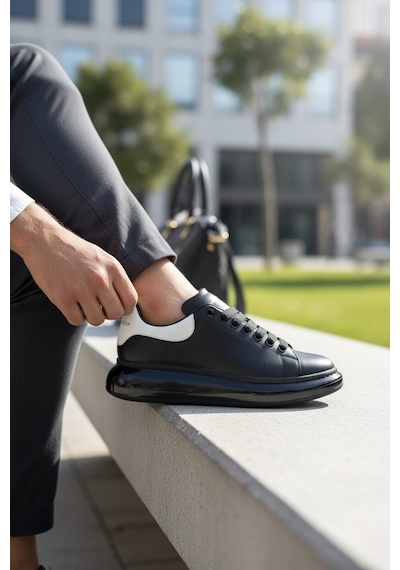 Enoch Erkek Alex Model Jel Taban Sneaker Oversize Kalın Ve Parlak Tabanlı Lüks Sokak Modeli Siyah - Beyaz Enoch Erkek Alex Model Jel Taban Sneaker Oversize Kalın Ve Parlak Tabanlı Lüks Sokak Modeli Siyah - Beyaz