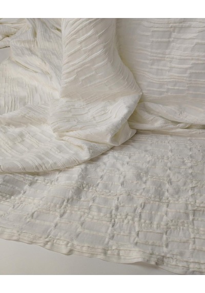 Ekru Krem Arası Renkte Bürümcüklü Jarse Kumaş 140x210cm-10823 Ekru