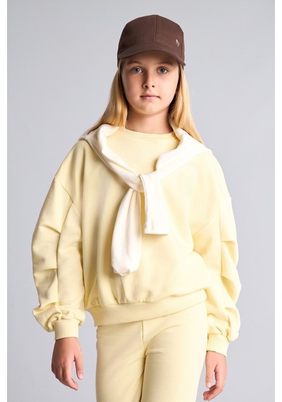 Defacto Bisiklet Yaka Sweatshirt Ve Nervürlü Pantolon 2li Takım Kız Çocuk I3868a826auyl498 Sarı-yl498