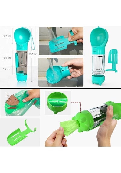 Buffer Taşınabilir Hazneli Mama Kaplı ,kaka Poşetli Kedi,köpek Suluğu-300ml