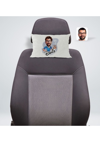Bk Gift Kişiye Özel İsimli Erkek Antrenör Karikatürlü Dikdörtgen Araç Koltuk Yastığı-1 Çok Renkli