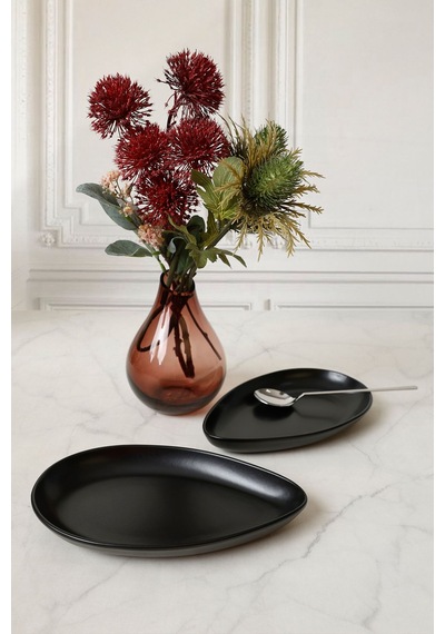Keramika Mat Siyah Serenity Kayık Tabak 24 Cm 2 Adet 956 Siyah