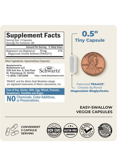 Bioschwartz Magnesium Bisglycinate Bone & Joint Support 180 Caps Aromasız
