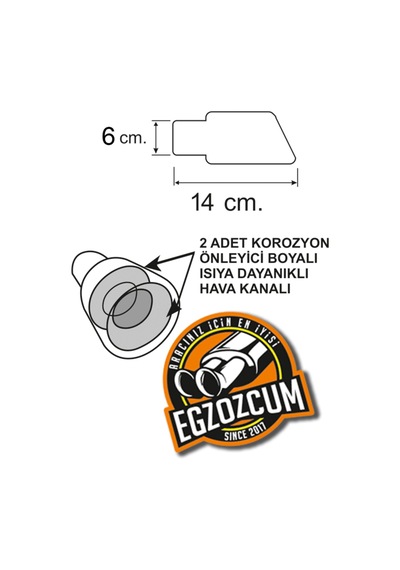 Antipas Iç Kaplamalı Islık Sesli Önü Kesik 60 Mm Nikelaj Tekli Egzoz Eksoz Ucu