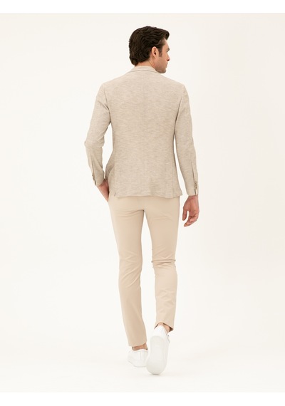 Cacharel Bej Slim Fit Beli Bağcıklı Pantolon