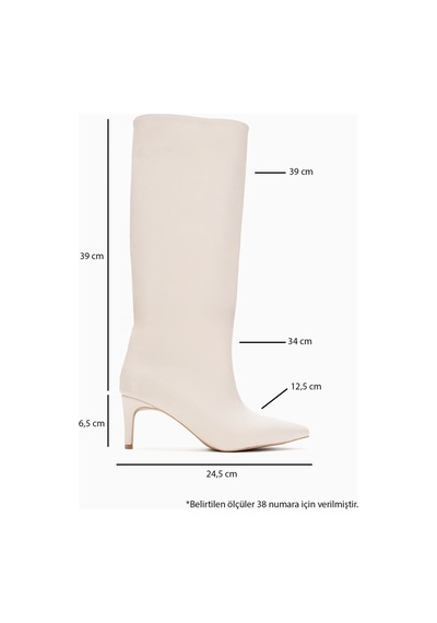 Luvishoes Camila Bej Cilt Kadın Topuklu Çizme Bej