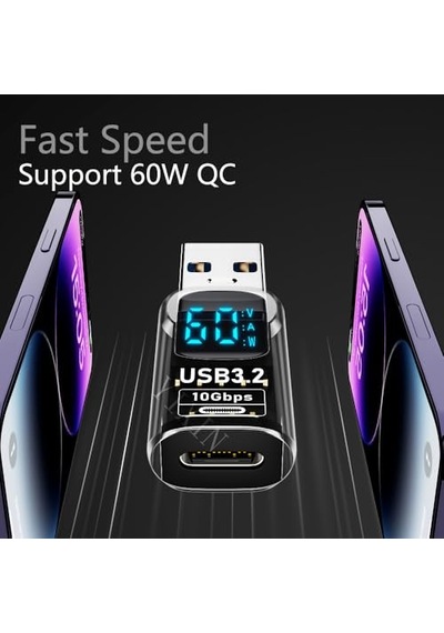 3.2 To Type C Dönüştürücü 60w Hızlı Şarj 10gbps Veri Transferi Ekran Otggf