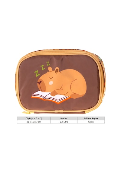 Kaukko Kids Clever Baskılı Kahverengi Erkek Çocuk Organizer Kalem Çantası - Kalemlik - L5377