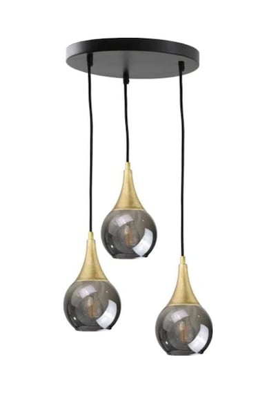 Mylights Retro Rusik Vintage Üçlü Füme Camlı Sarkıt Avize Siyah