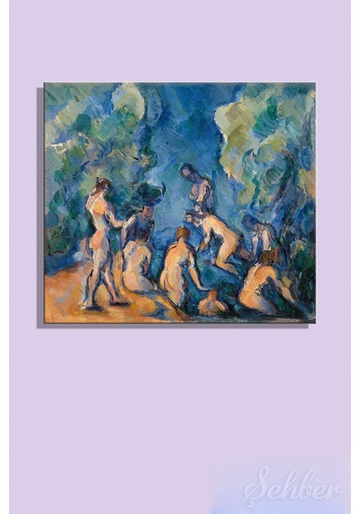 Paul Cézanne'nin Yıkananlar Bathers Baigneurs Adlı Eseri Kare Kanvas Tablo 4316 Çok Renkli