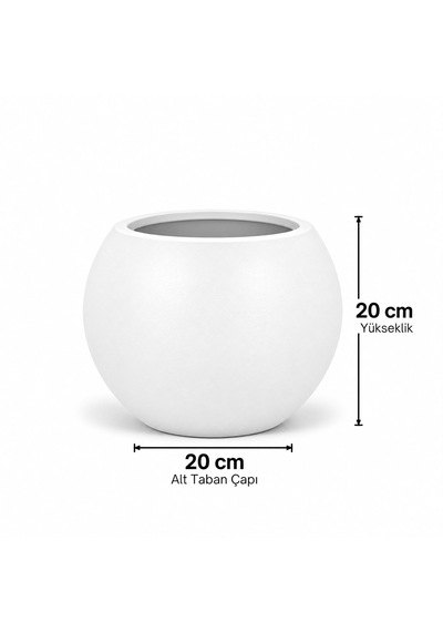 20x20 Cm Yuvarlak Dekoratif Saksı İçlikli, Modern Tasarım Salon Ve Bahçe Saksısı 9 Litre -