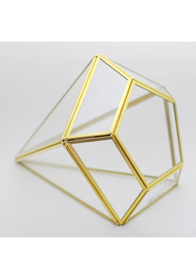 27x21x21cm Pirinç Gold Geometrik Teraryum Cam Fanus Takı Aksesuar Çikolata Kutusu