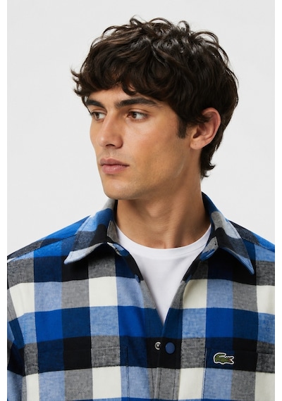 Lacoste Men's Loose Fit Button-down Linen Shirt Rahat Kesim Pamuklu Kareli Erkek Gömlek Mavi Lacoste Men's Loose Fit Button-down Linen Shirt Rahat Kesim Pamuklu Kareli Erkek Gömlek Mavi