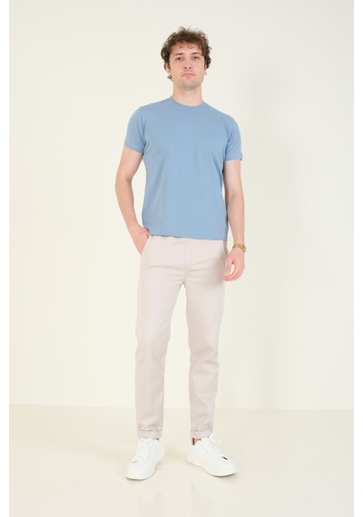 Giyim Dünyası Erkek Sıfır Yaka Basic T-shirt Mavi 001