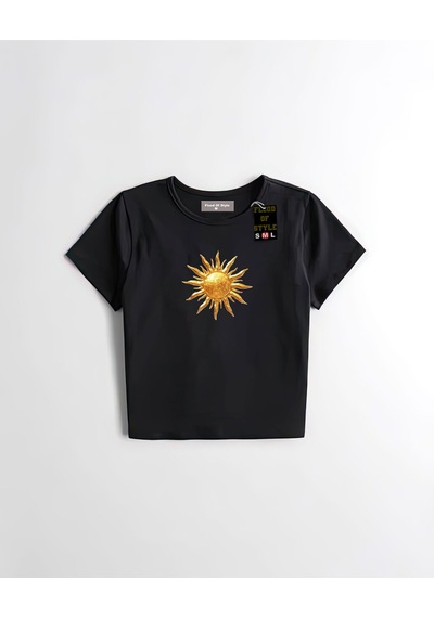 Flood Of Style Siyah Babby Tee Güneş Özel Tasarım