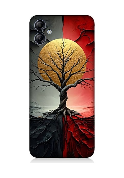 Samsung Galaxy A04e Uyumlu Siyah Gölge Ağaç Desenli Silikon Kılıf Çok Renkli