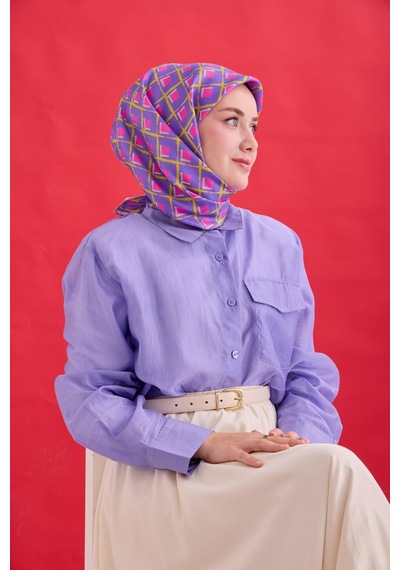 Silk Home Twill İpek Eşarp 11474 - 90 X 90 / Mor,pembe,çağla - 09 Mor,pembe,çağla - 09