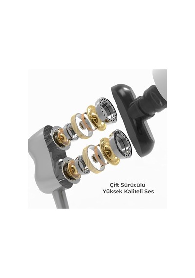 Tr Eh102 Kablolu 3.5mm Jacklı Mikrofonlu Kulak İçi Kulaklık - Çift Sürücülü, Sağlam Kablo Yapısı, Spor, İş Genel