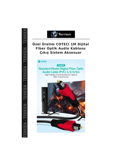 Özel Üretim Coteci 1m Dijital Fiber Optik Audio Kablosu Çıkış Sistem Aksesuar