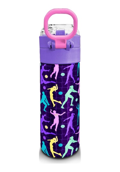 Coral High Kids Mor Voleybol Desenli Pipetli Ve Direkt İçim Çelik Termos 500 Ml 31849 Mor