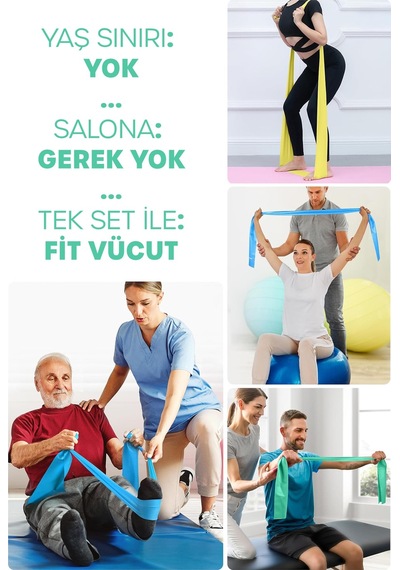 3 Farklı Direnç Açık Uçlu Çantalı Pilates Aerobik Egzersiz Squat Lastiği Bant Açık Uç Tb3-rgb Yeşil  - Mavi