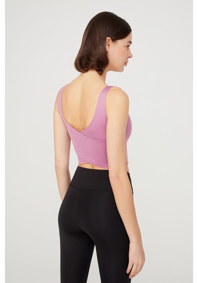 Los Ojos Lavanta Hafif Destekli Sırt Detaylı Kaplı Crop Top Büstiyer Cropped Lavanta