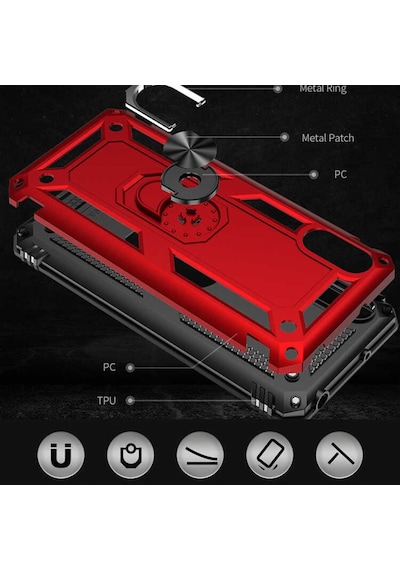 Xiaomi Redmi 9A Yüzüklü Standli Vega Kilif Ekran Koruyucu 510330700