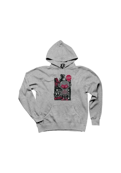 Bad Monkey Animation Gri Kapşonlu Sweatshirt Hoodie Gri