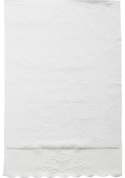 Beyaz Kelebek Nakışlı Pamuku Yüz Havlusu 50x80 Cm