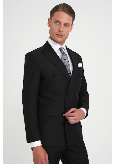 Efor Slim Fit Çift Yırtmaç Kruvaze Klasik Siyh Takım Elbise Tk 919 Siyah Efor Slim Fit Çift Yırtmaç Kruvaze Klasik Siyh Takım Elbise Tk 919 Siyah