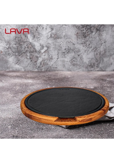 Lava Sıcak Servis Plaka Yuvarlak Ahşap Stand 26 Cm Diğer