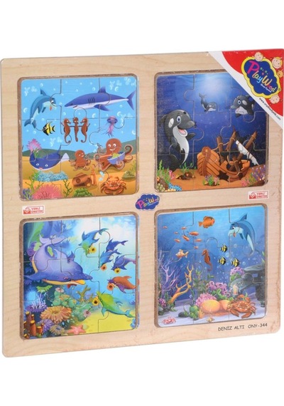 Ony-343/344/345/346 Ahşap Eğitici 4'Lü Puzzle -Onyıl