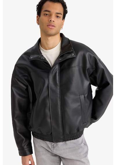 Defacto Oversize Suni Deri Mont D2427ax26spbk27 Siyah-bk27