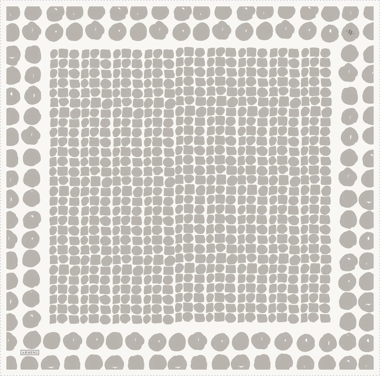Armine Geometrik Desenli Saf İpek Twill Eşarp 9354d 83 Gri