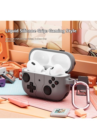 Caseonn Apple Uyumlu AirPods Pro 3 Kılıf Retro Gamepad Siyah