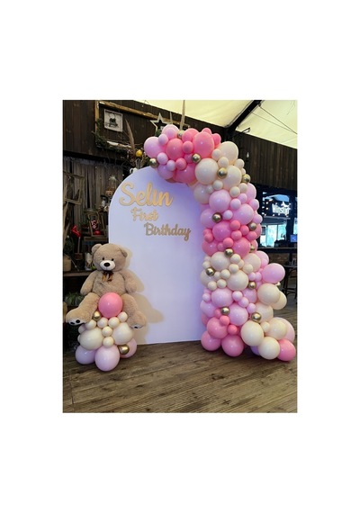 Krom Gold Şeker Pembe Makaron Pembe ve Sütlü Kahve Balon Zinciri 100 Adet Mix