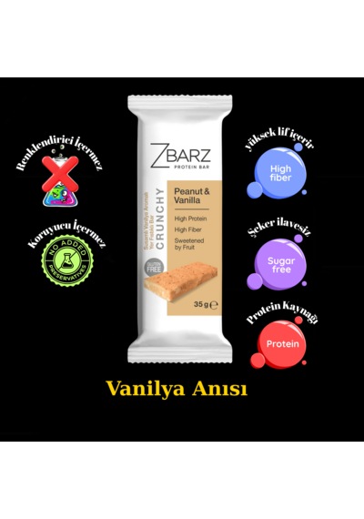 Zbarz Crunchy Susamlı Vanilya Aromalı Yer Fıstıklı Proteinli Bar 12 x 35 G
