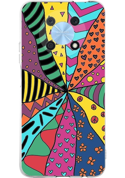 Huawei Nova Y90 İle Uyumlu Retro Color 4 Kamera Korumalı Şeffaf Kılıf Şeffaf