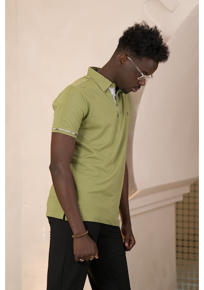 Paul Martin Regular Fit Yaka Garnili Pamuklu Polo Yaka T-shirt Haki