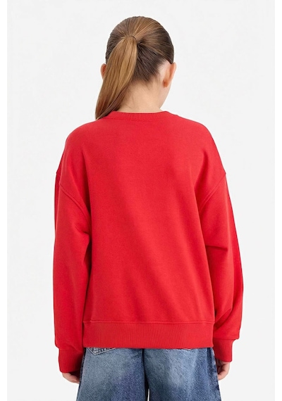 Defacto Relax Fit Bisiklet Yaka Baskılı Kırmızı Kız Çocuk Sweatshirt E6842a8/rd227 Kırmızı