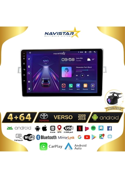 Toyota Verso 2009-2018 Model 4gb + 64gb Android 13 Kablosuz Carp