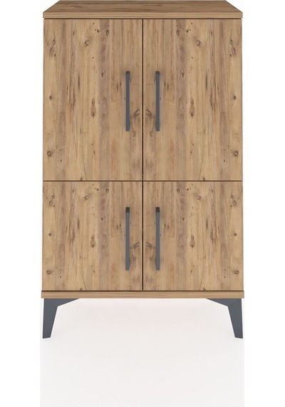 Arges Komodin 2 Raflı 4 Kapaklı 60x30x96 Çam-çam Çam