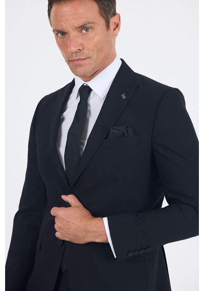 İmza Siyah Kırlangıç Yaka 6 Drop Slim Fit Tam Astar Esnek Takım Elbise 1001260011